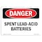 Signmission Safety Sign, OSHA Danger, 7" Height, 10" Width, Rigid Plastic, Spent Lead-Acid Batteries, Landscape OS-DS-P-710-L-2080 - alternate 1